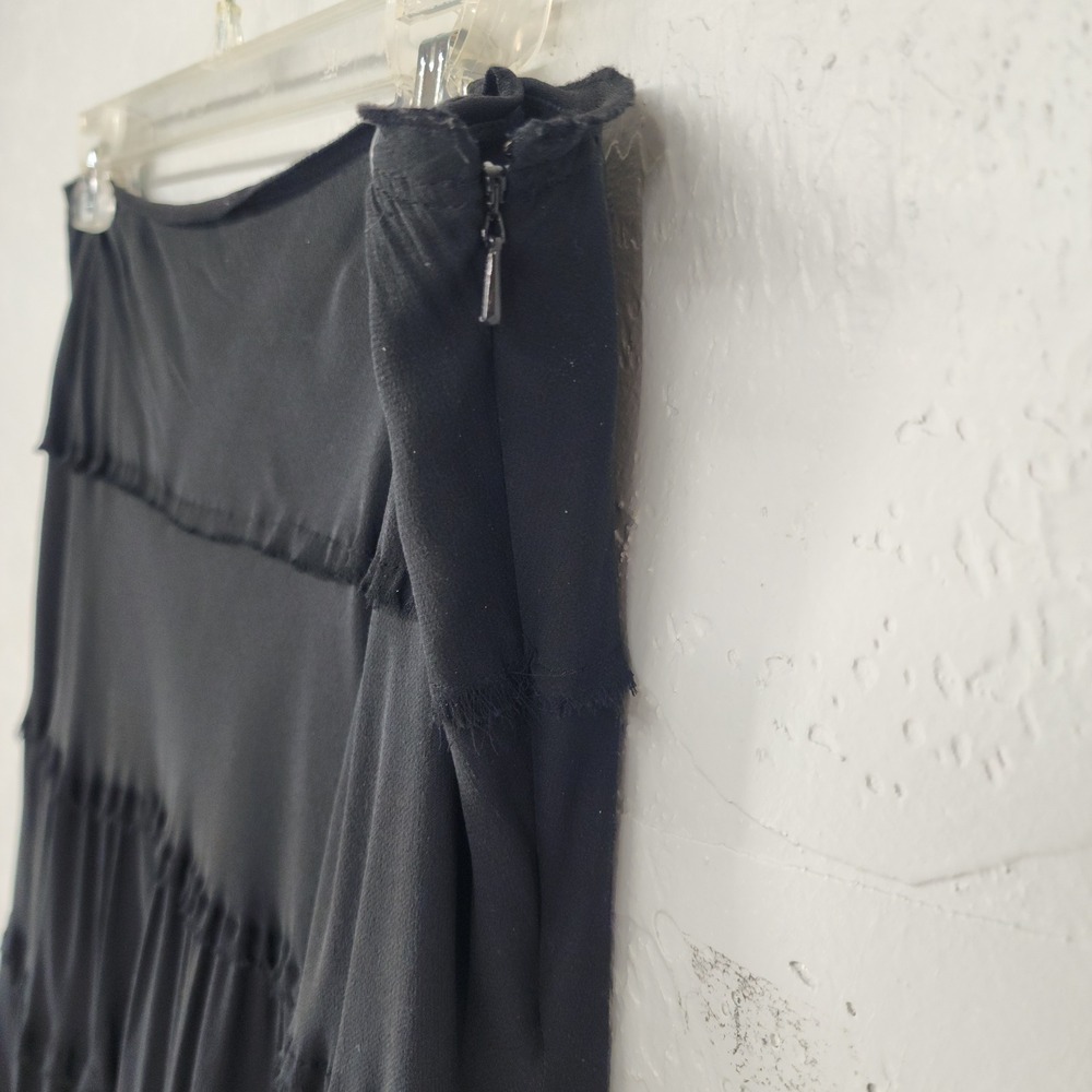 Jones NY Size MP | 100% Silk Black Tiered Midi Maxi Skirt Whimsygoth Witch - Picture 5 of 7